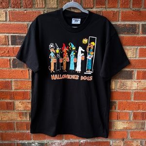 Vintage Halloween Shirt Tee Wiener Dogs Size XL Black Lee Hallowieners 90's